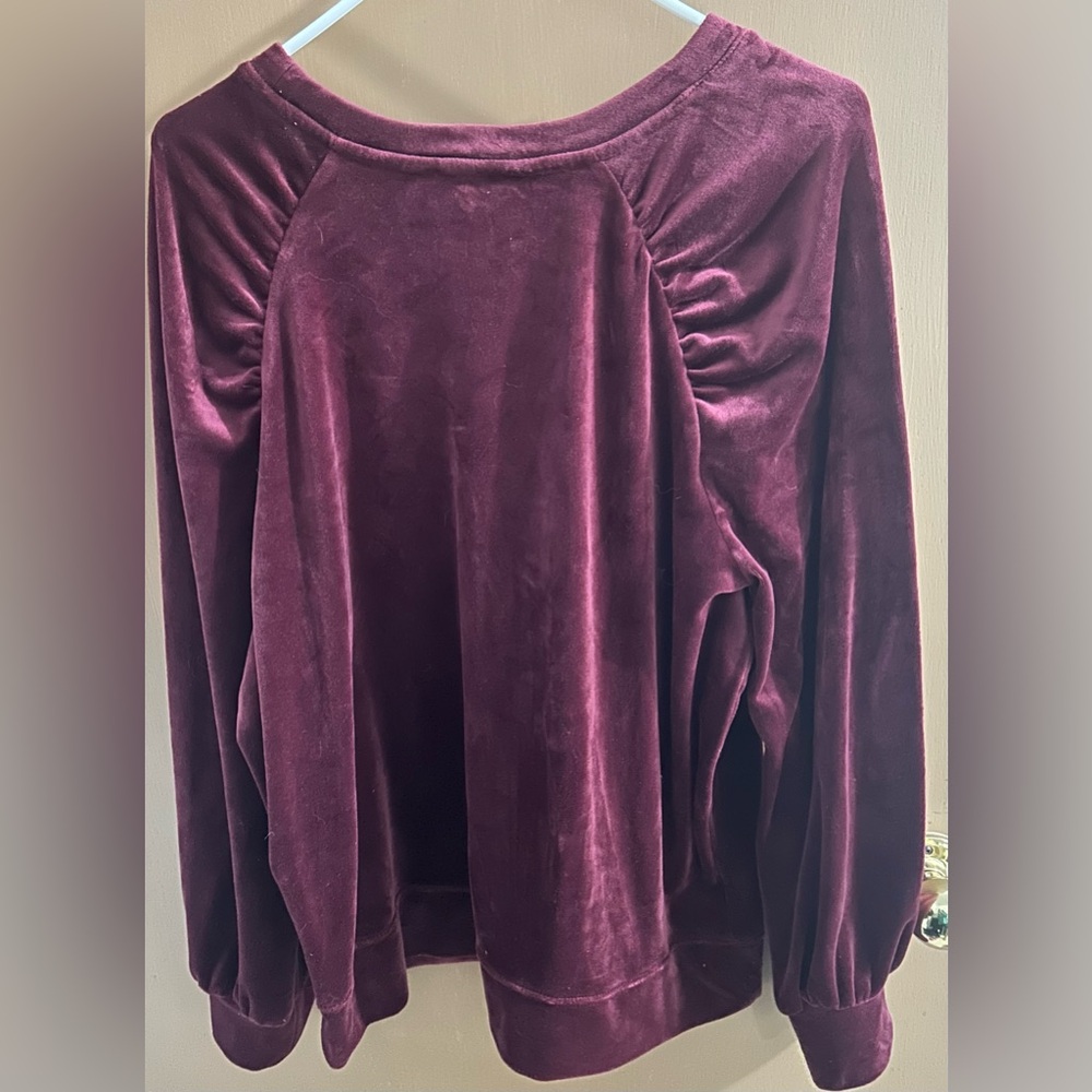 VERA WANG VELOUR TOP WOMEN’S RED - Picture 4 of 5